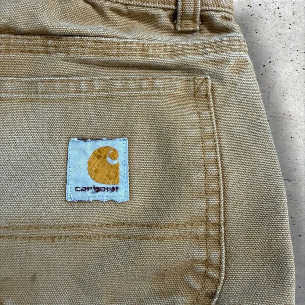 Carhartt Boys Youth Size 8 Carpenter Pants Canvas Duck Tan Brown Utility Jeans